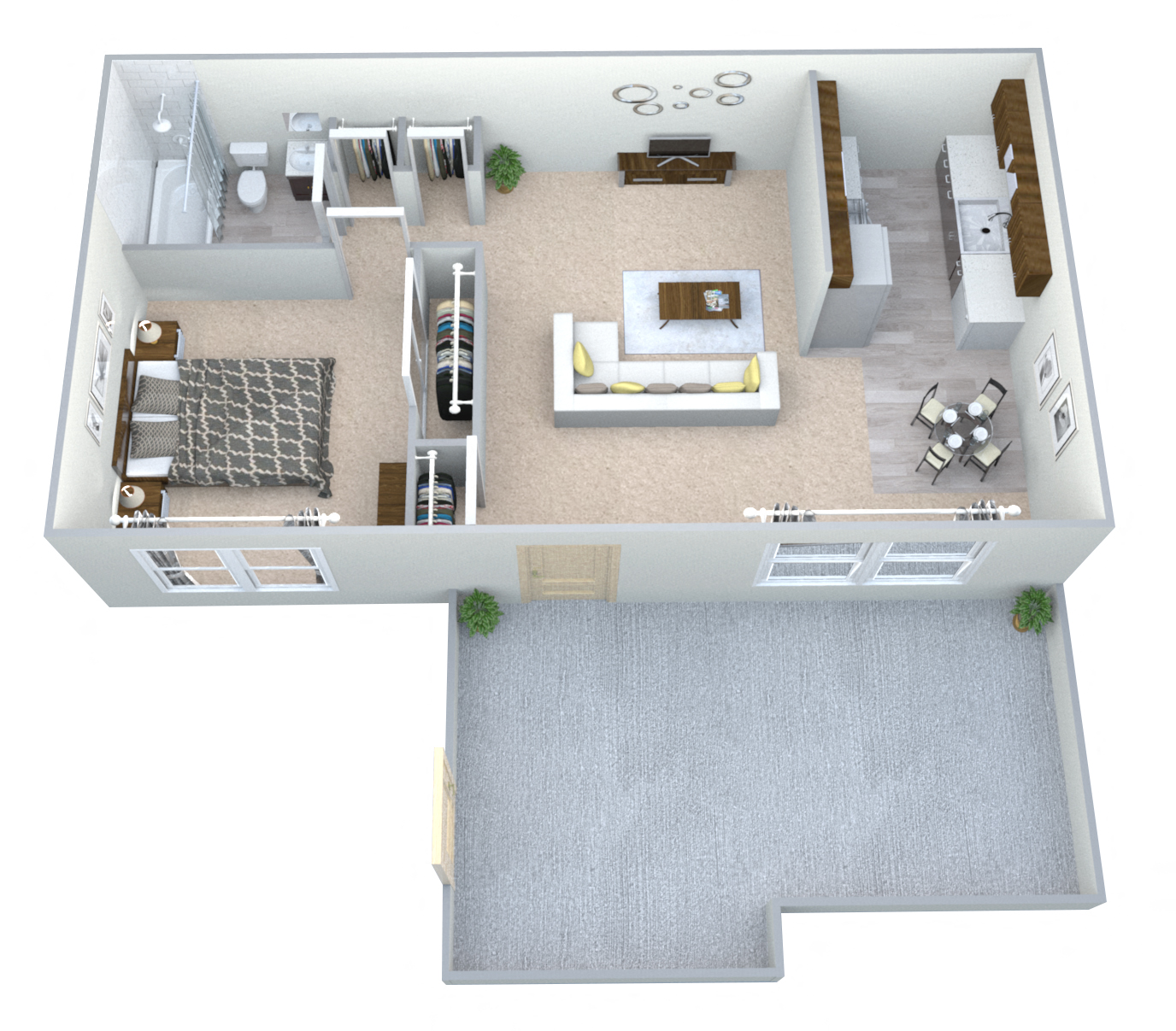 Floor plan for studio, 1 bath, 420 sqft